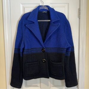 Lisa International Blue Black Boiled Wool Jacket XL